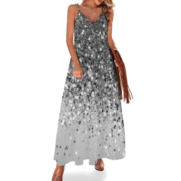 Nuevo vestido sin mangas con purpurina gris plateada suave n.° 1 (brillante artificial, fotografía) #brillante #decoración #arte Vestido de mujer