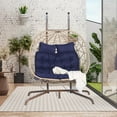 thumbnail image 4 of Double Egg Chair with Stand, Indoor Outdoor Hanging Wicker Rattan Patio Basket Swing Chair, Handwoven UV & Rust Resistant Iron Frame with Water Resistant Cushion,600 lbs Capacity, 4 of 4