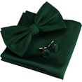 thumbnail image 1 of LAICAIW Mens Solid Color Double Fold Pre-tied Bow Tie and Pocket Square Cufflink Set with Gift Box, 1 of 5