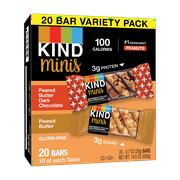 KIND Bars, Peanut Butter Dark Chocolate and Peanut Butter Minis, Gluten free, .81 oz, 20 Snack Bars