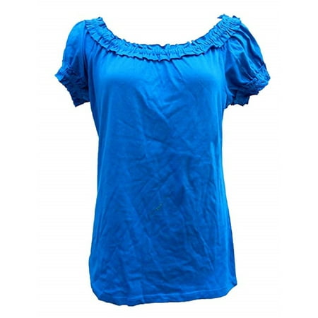 Element Top - Grace Elements Women's Size Small Ruffle Tee, Radiant Blue