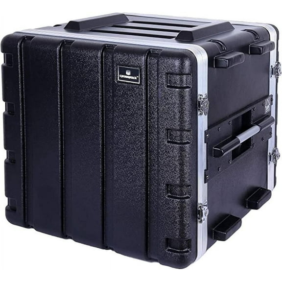 Crossrock Stackable 10U Rack Case, Standard 19.25” Depth, Polyethylene Hard-Shell Construction with Heavy Duty Hardware-Black