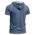 thumbnail image 3 of GrmtClth Men's Short Sleeve Hoodie 2026 Workout Gym Sweatshirt Muscle Slim Fit Color-Block Athletic Hoodies Pullover Hooded T-Shirts Blue M, 3 of 7