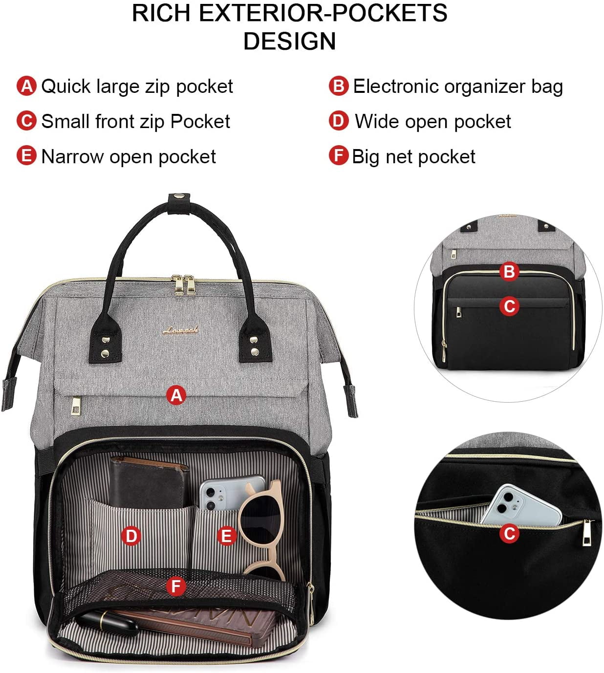 Lovevook Laptop Backpack for Women,17.3" Business Computer Bag Teacher Nurse Backpack Purse with Anti-Thief Pocket, Larger Waterproof Travel Bag College Backpack with USB Charging Port
