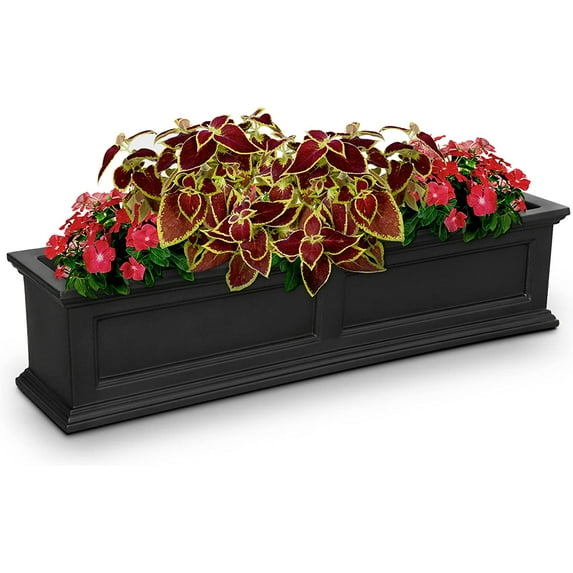 ZXNYH 4ft Window Box - Black - 48in L x 11in W x 11in H - Polyethylene - Built-in Water Reservoir