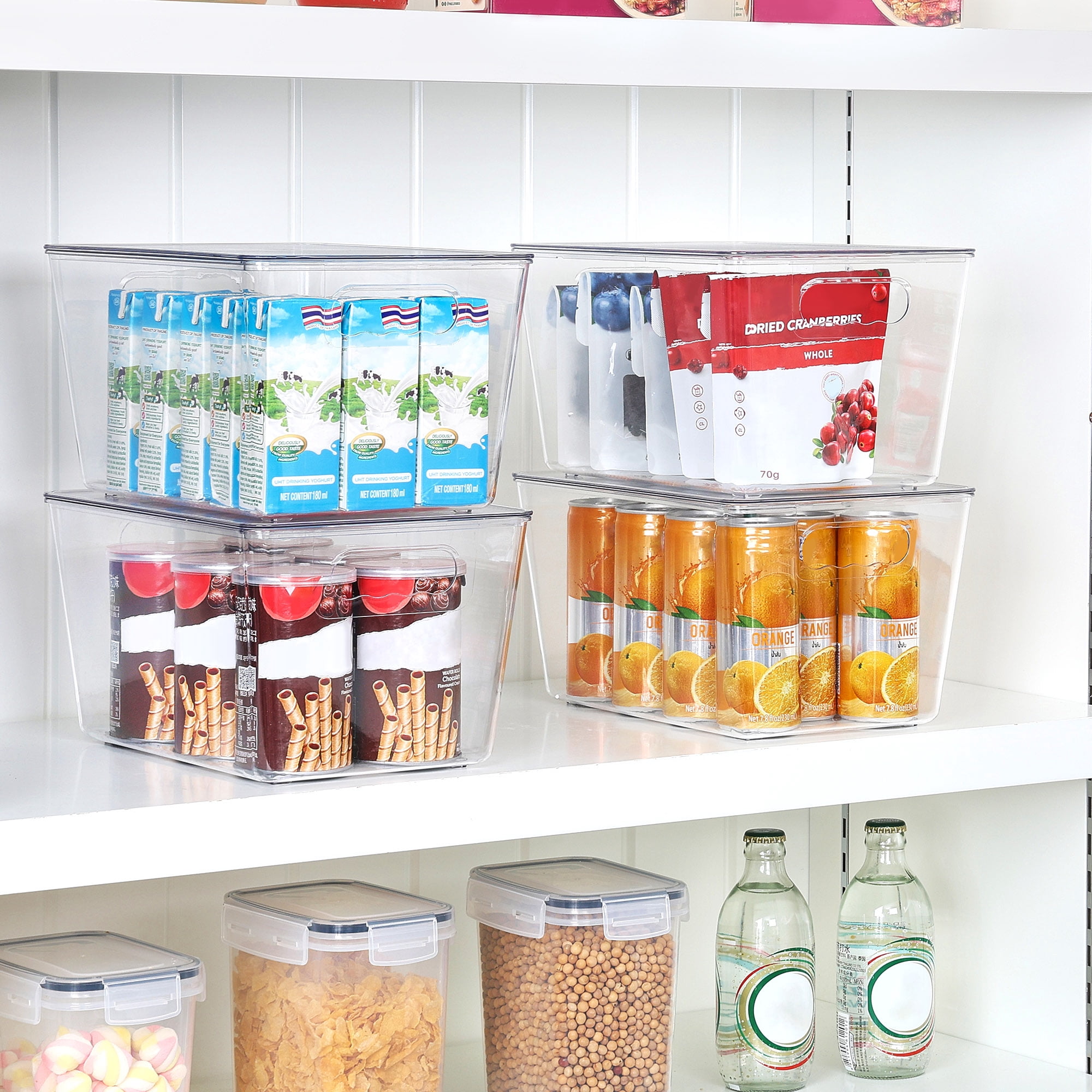 Sindcom 10 Pack Clear Stackable Storage Bins with Lids, Large Plastic Containers with Handle for Pantry Organizer and Storage,Perfect for Kitchen,Fridge,Cabinet, Closet,Bathroom Organization