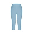 thumbnail image 5 of QIJUNTUO ​Women's High Waisted Cutout Yoga Cropped Leggings Lightweight Comfort For Workouts Lounge And Trendy Athletic Style Light Blue, 5 of 5