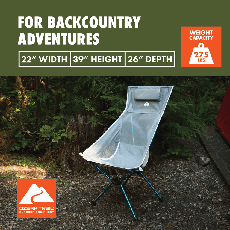 Ozark Trail Ultra-Light High-Back Camp Chair, Gray photo 4