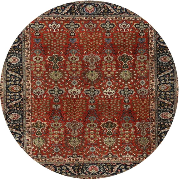 Ahgly Company Indoor Round Traditional Saffron Red Persian Area Rugs, 3' Round