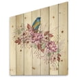 thumbnail image 2 of Designart 'Little Blue Bird Sitting On Colorful Boquet of Flowers' Traditional Print on Natural Pine Wood, 2 of 5
