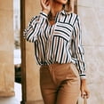 thumbnail image 6 of Fznquz Striped Womens Blouse Button Down Collared Yellow Blouses Dressy Casual Long Sleeve Work Women Tops S, 6 of 9