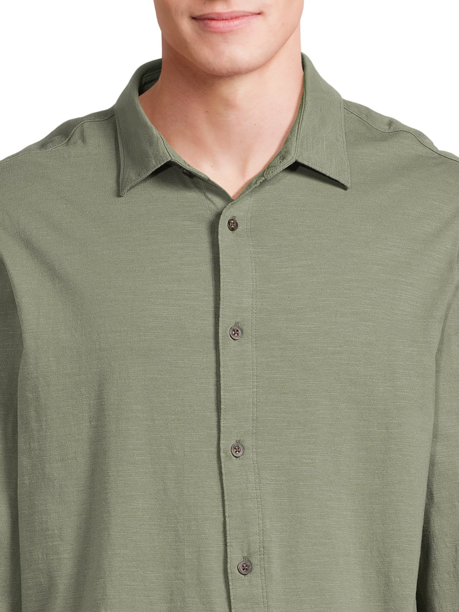 George Men’s Knit Button Down Shirt with Long Sleeves, Sizes S-3XL