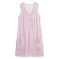 thumbnail image 3 of zbxnLI Womens Striped Dress V Neck Sleeveless Mini Dresses with Pockets Summer Vacation Casual Loose Sundress, 3 of 7