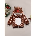 thumbnail image 2 of Qiylii Children’s Cartoon 3D Antlers Polka Dot Long Sleeve Plush Hooded Coat, 2 of 8
