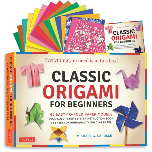 Pre-Owned Classic Origami for Beginners Kit : 45 Easy-to-Fold Paper Models: Full-color instruction book; 98 sheets of Folding Paper: Everything you need is in this box! (Mixed media product)