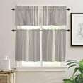 thumbnail image 2 of Beige Striped Kitchen Curtains, Midnight Blue Geometric Simple Retro 3-Piece Kitchen Curtain Valance and Tiers Set 36 Inch Length, Rod Pocket Half Window Curtains for Cafe Living Room Bathroom, 2 of 5