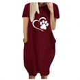 thumbnail image 2 of Meichang Robes d'Été pour Femmes Grande Taille Col Rond Manches Courtes Longueur Genou Robes Mignonnes Imprimé Patte de Chien Cœur Robes Midi Coupe Ample Robes de Vacances d'Été, 2 of 4