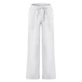 thumbnail image 4 of Mens Casual Cotton Linen Pants with Elastic Waist Drawstring Straight-Legs Pants with Pockets Cotton Linen Long Pants Loose Fit Summer Yoga Beach Lightweight Linen Dress Trousers,White 5XL, 4 of 4