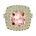 thumbnail image 4 of Cushion Cut Pink Morganite Double Halo Diamond Rings 14K Gold 3.0 CT TW (G,SI), 4 of 5