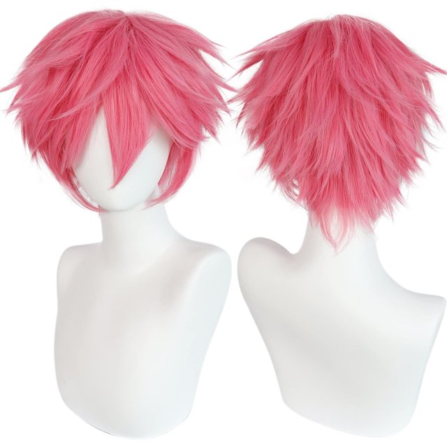 ANOGOL Gorro para el Pelo + Peluca Corta Negra para Hombre, Cosplay para Halloween, Navidad, Evento, Fiesta de Disfraces, Peluca Corta Negra para Disfraz, para Hombres, Mujeres, niños, Anime, Cosplay