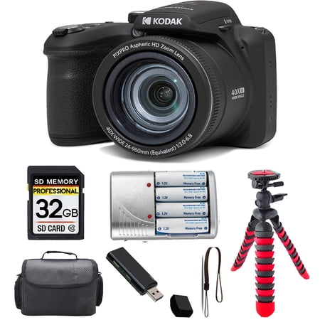 Kodak PIXPRO AZ405 Digital Camera (Black) + Spider Tripod + Case - 32GB Kit