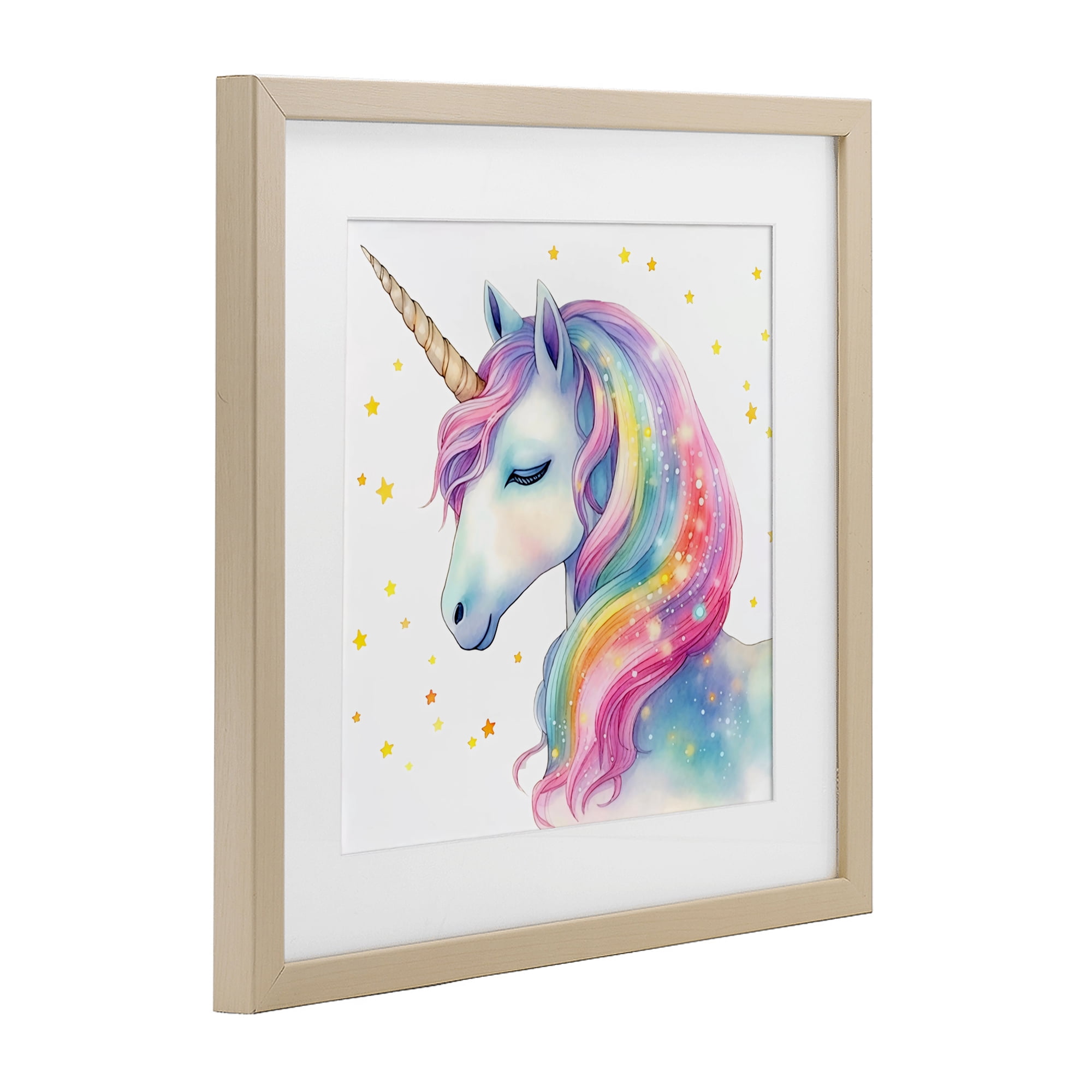 Stupell Industries Enchanted Rainbow Mane Unicorn Birch Framed Print Under Glass, design by Creative Studio