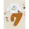 thumbnail image 2 of Suealasg Toddler Baby Boys Birthday Clothes 6M 1T 2T 3T Long Sleeve Letter Print Sweatshirt Sweatpants Sets Infant Boys Fall 2Pcs Outfits, 2 of 8