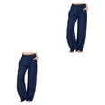 thumbnail image 2 of Pantalones anchos de pierna Sonducket casuales de algodón para mujer azul violáceo SG, 2 of 6
