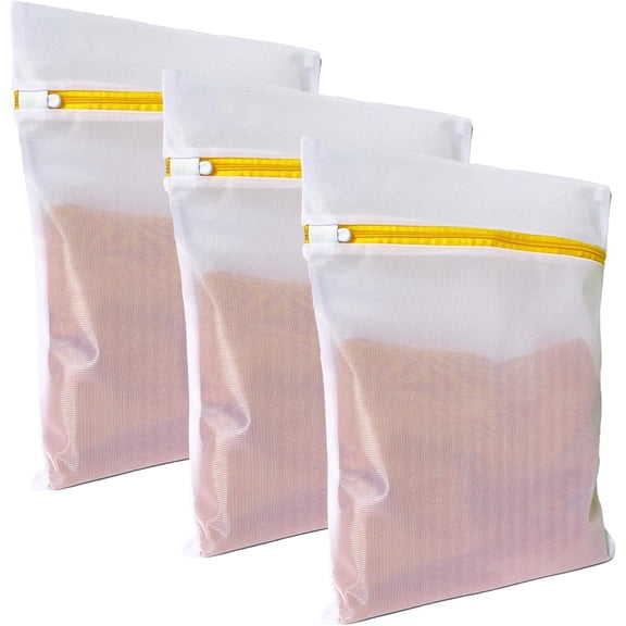 3 Pack Mesh Laundry Bags for Delicates 16inx20in (40cmx50cm), Dryer Safe, Breathable Fine Net, Sturdy Anti-Rust Zipper, Mesh Laundry Bags for Lingerie, Bra, Underwear, Sneakers, Socks,™