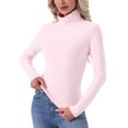 thumbnail image 4 of INSPIRE CHIC Womens Turtleneck Tops Mock Turtle Long Sleeve Shirts Fall Winter Warm UnderShirt Thermal Top Basic Layer XX Large Pink, 4 of 6