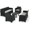 thumbnail image 2 of Noble House Jacksonville 5-Pc Charcoal Faux Wicker Chat Set Light Grey Cushions, 2 of 28