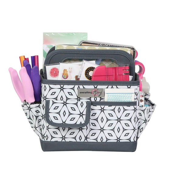 Collapsible Desktop Craft Caddy, Grey Geometric