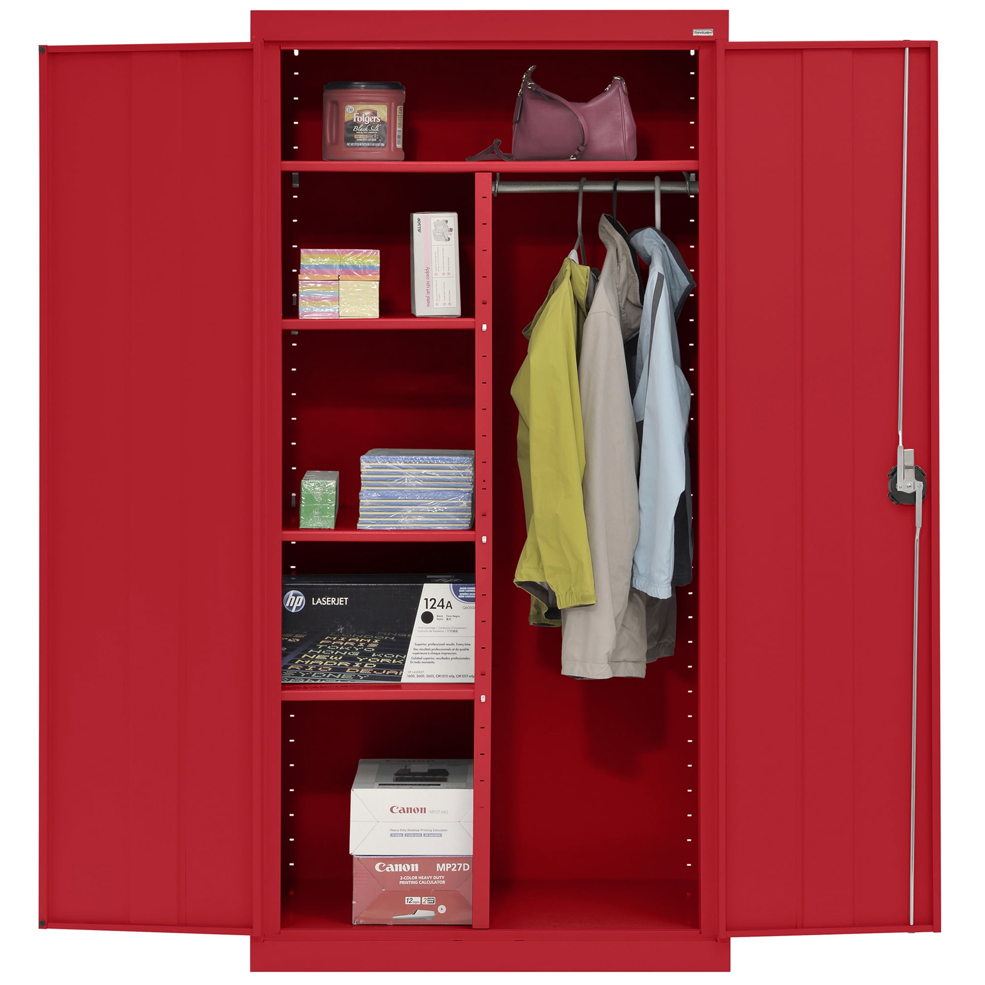 Elite Series Combination Cabinet with Adjustable Shelves, 36"W x 18"D x 72"H, Red