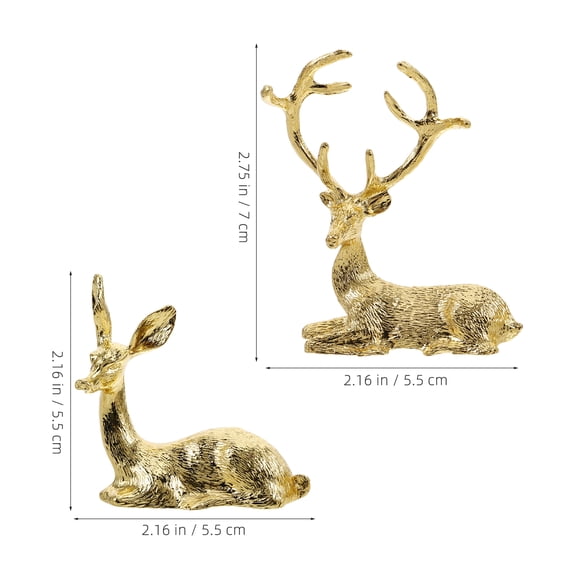 MERRYHAPY Set of 2 Golden Metal Deer Figurines Nordic Style Decorative Accents for Home and Office