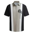 thumbnail image 1 of Camisas de Lino para Hombres, Manga Corta Camisa de Boliche Vintage con Cuello Cubano, Botón de Verano de Playa Casual, 1 of 1