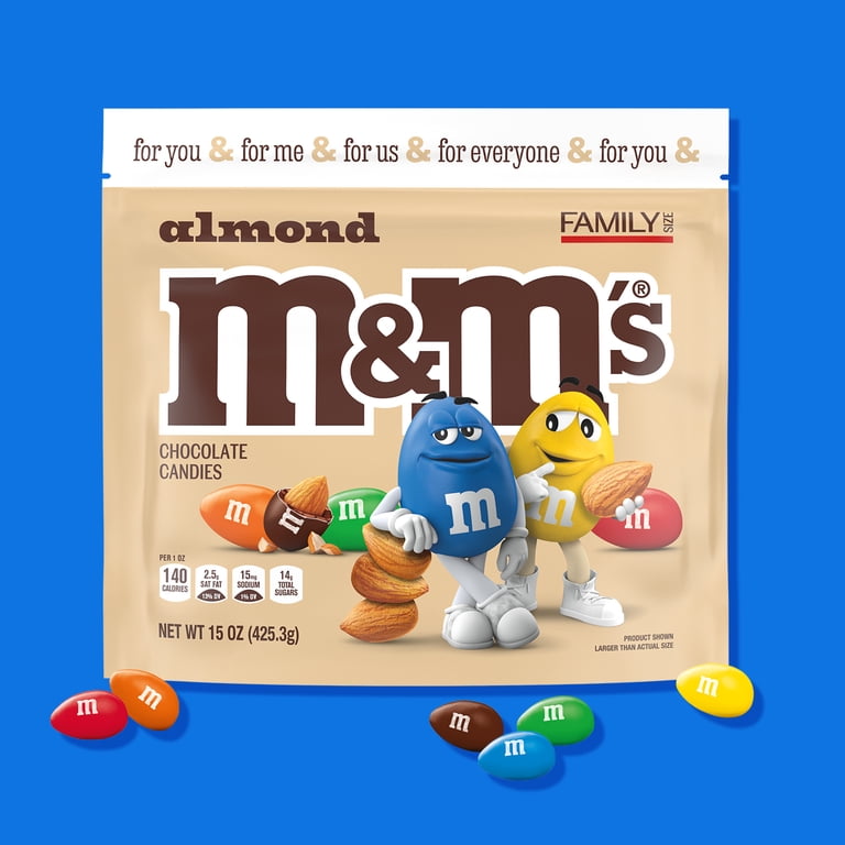 3 pack) M&M's Almond Milk Chocolate Candy Family Size - 15 oz Bag