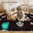 thumbnail image 4 of ODIKA 6'x9' Washable Area Rug Spooky Skull Damask Haunted Horror Eerie Gothic Border Halloween Flowing Dynamic for Dining Room, Under Table, Office Décor, Non-Slip Chair-Friendly, 4 of 7
