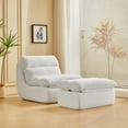 thumbnail image 2 of IVV Modern Compressed Lounge Chair with Ottoman, 31.89-Inch Armless Comfy Corduroy Upholstered Sleeper Sofa Chair for Living Room and Bedroom, Beige, 2 of 9