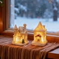 thumbnail image 2 of Christmas Houses Resin Ornaments Desktop Decoration, Lighted Christmas Mini Snow Houses 2025, Cottage Town Tiny Figurine with LED Light Winter Village Ornament for Xmas Scene, 2 of 5