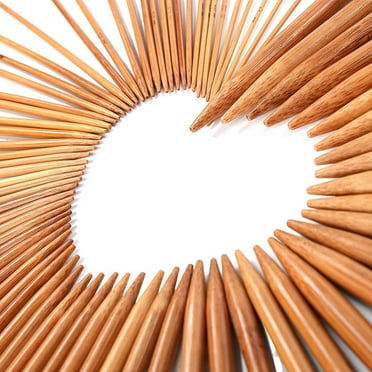 Naler 75 x Bamboo Knitting Needles Double Pointed Set (15 Sizes from 2mm to 10mm)