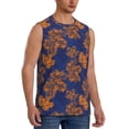 thumbnail image 2 of Uemuo Golden Maple on Navy Blue Pattern Men's Sleeveless T-Shirt,Muscle Athletic Tank Top, Moisture-wicking Quick-dry Breathable Classic Tee Top for Gym Run Outdoor Sports-Small, 2 of 8