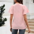 thumbnail image 4 of Mittory Womens T Shirt V Neck Loose Fit Ruffle Sleeve Summer Hollow Casual Tops Eyelet Blouse, 4 of 8