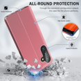 thumbnail image 4 of Phone Case for Samsung Galaxy A14 Case, Smart Clear View Window Luxury Slim Mirror for Galaxy A14 Case with Kickstand, Leather Hard PC Flip Shockproof Protective Cover Samsung A14 5G Case, Pink, 4 of 14