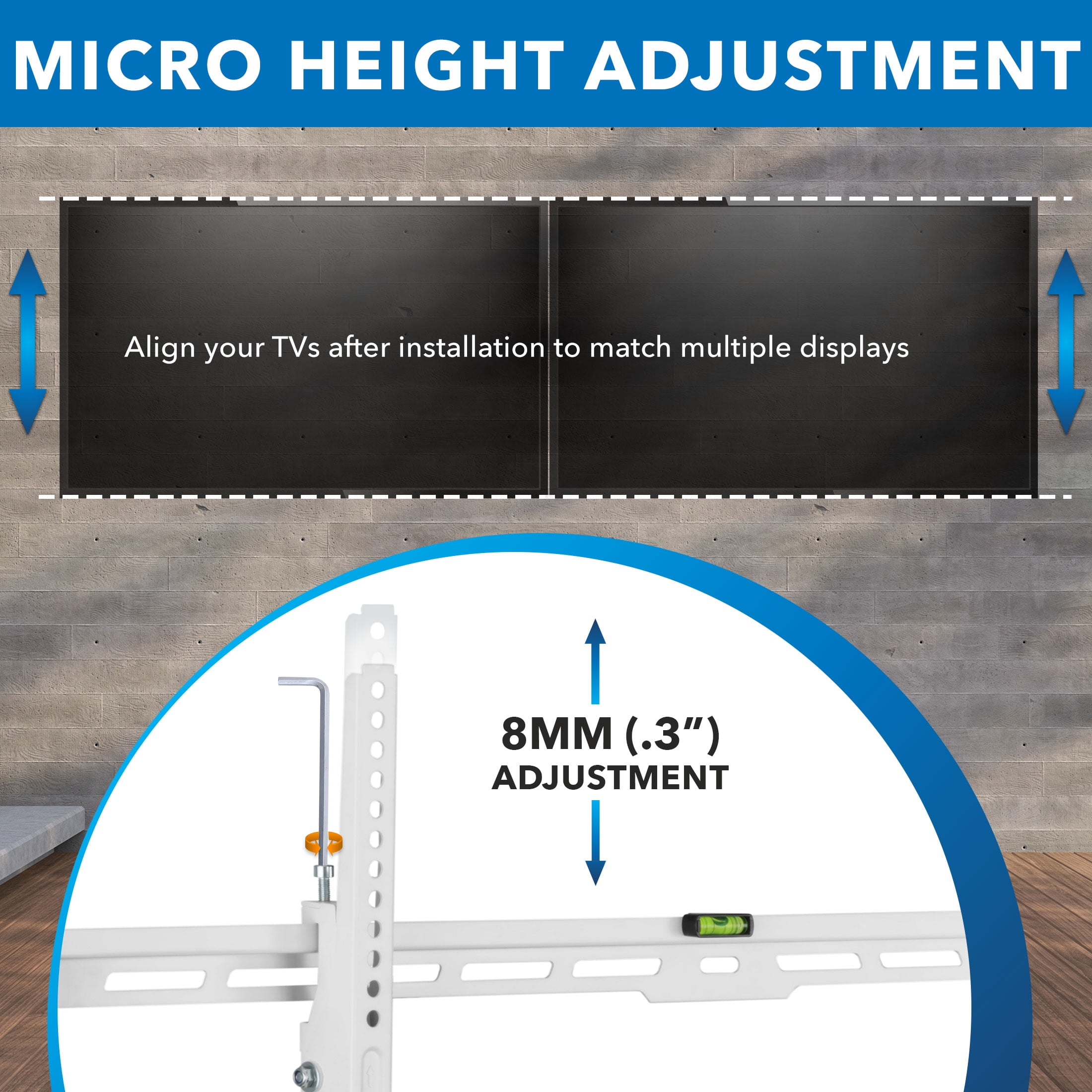 Mount-It! Ultra-Slim and Heavy-Duty TV Wall Mount,  Fits 43" to 90" TV's, Capacity 165 lbs., Tilting Bracket, White