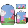 thumbnail image 1 of Happy Little Pig Backpack Three Piece Essentials 17 Inch Bag Lunch Tote Pen Case, 1 of 5