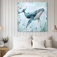 thumbnail image 4 of Coastal Whale Wall Art Painting on Canvas, Nautical Ocean Shells Seaweed Coral Canvas Art Home Prints Wall Art Framed Modern Artwork for Living Room Bedroom Wall Decor 8x8in, 4 of 9
