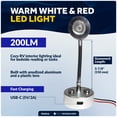 thumbnail image 3 of Five Oceans LED Reading Light with Touch Dimmer on Base/Housing/Swivel, USB-C, Dual-Color Warm White & Red, Silver Housing, Flexible Gooseneck Style, 200LM, 10-28V DC- RV Interior Lights - FO5016, 3 of 7