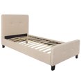 thumbnail image 3 of Emma + Oliver Twin Size Two Button Tufted Platform Bed in Beige Fabric, 3 of 6