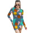 thumbnail image 1 of Robe Rétro avec Motif Évasé Bleu Col Carré Robe Élégante Mode Féminine Robe Imprimée Rétro Motif Robe Courte Y2K, 1 of 5