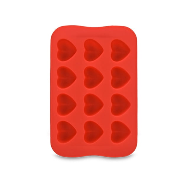 Toystoory Bandejas de cubitos de hielo, moldes de silicona reutilizables para Chocolate, molde Flexible para hornear DIY, herramientas de Cocina y Comedor En forma de corazón/Rojo